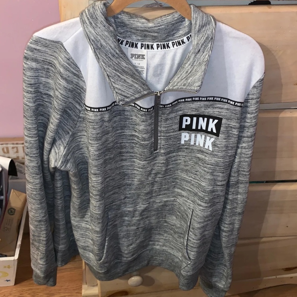 Grey sweater with zipper from PINK